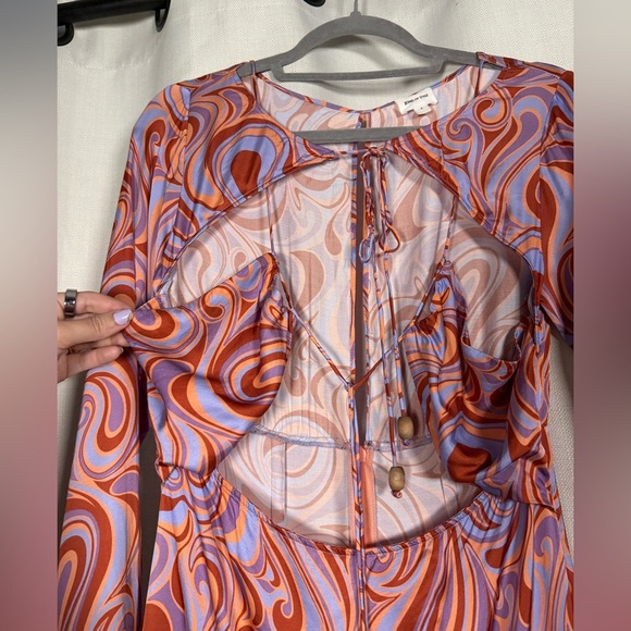Song of Style from Revolve Coraline Mini Dress Aven Multi Orange Purple Swirl S - Picture 5 of 9
